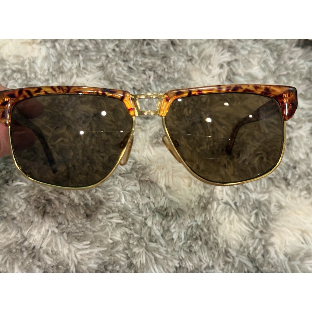 Vintage Liz Claiborne Clubmaster Sunglasses Tortoiseshell Gold Double Bridge 80s